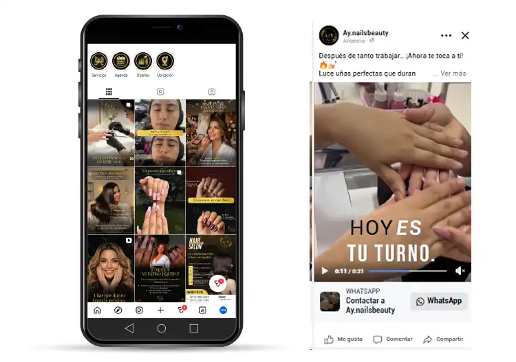 Gestión profesional de redes sociales y estrategias de social media en Villavicencio por Beria Publicidad. Imagen detallada de un kit de marca que incluye un smartphone con perfil de Instagram (@beriapublicidad), una laptop con gráficos de resultados y papelería corporativa de alta calidad.